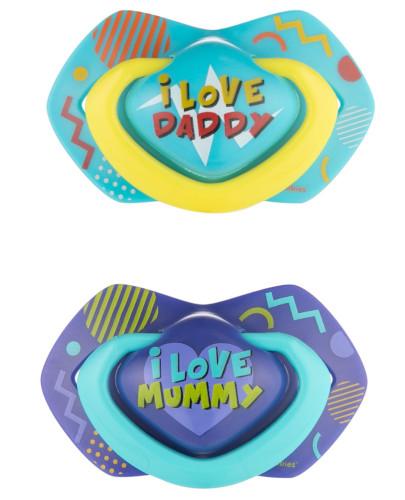 podgląd produktu Canpol Babies smoczek silikonowy symetryczny Neon Love 6-18m niebieski 2 sztuki [22/653_blu]