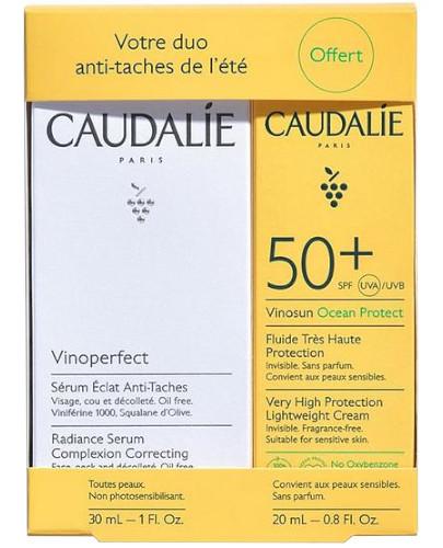 podgląd produktu Caudalie Vinoperfect serum rozjaśniające przebarwienia 30 ml + Vinosun Protect lekki krem o bardzo wysokiej ochronie SPF50+ 20 ml [ZESTAW]