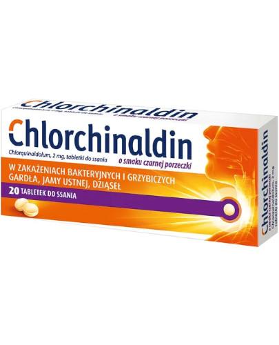 zdjęcie produktu Chlorchinaldin 2mg o smaku czarnej porzeczki 20 tabletek do ssania