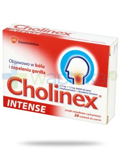 Cholinex Intense Honey&Lemon pastylki do ssania na ból gardła - 20 sztuk