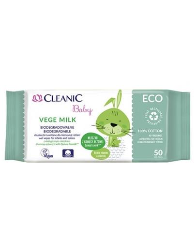 podgląd produktu Cleanic Baby ECO Vege Milk nawilżane chusteczki dla niemowląt i dzieci 50 sztuk
