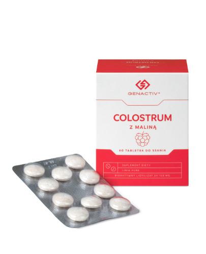 zdjęcie produktu Colostrum z maliną Genactiv 60 tabletek do ssania [Colostrigen Tabs]
