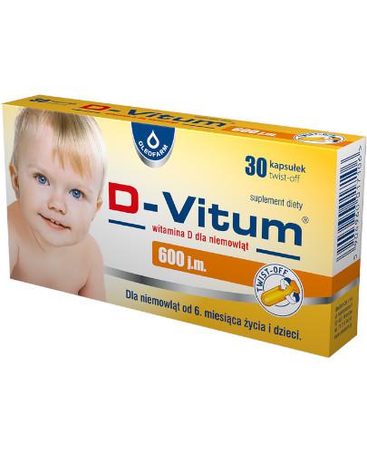 zdjęcie produktu D-Vitum 600 witamina D dla dzieci 6m+ 30 kapsułek twist-off