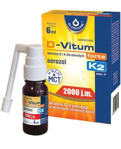 zdjęcie produktu D-Vitum Forte 2000 j.m. witamina D i K aerozol dla dorosłych 6 ml