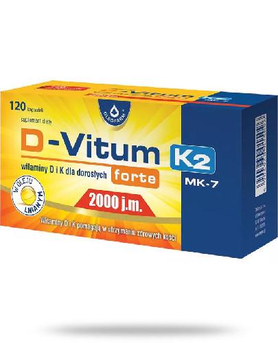 podgląd produktu D-Vitum Forte 2000 j.m. K2 witamina D i K dla dorosłych 120 kapsułek