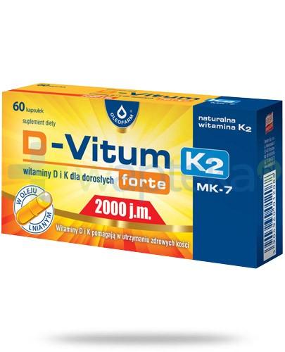 podgląd produktu D-Vitum Forte 2000 j.m. K2 witamina D i K dla dorosłych 60 kapsułek