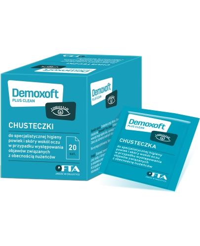 zdjęcie produktu Demoxoft Plus Clean chusteczki do specjalistycznej higieny powiek i skóry wokół oczu 20 sztuk