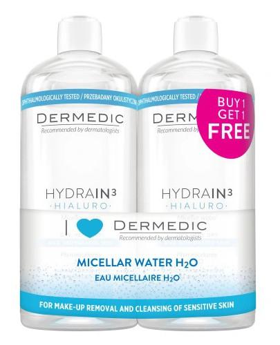 podgląd produktu Dermedic Hydrain 3 Hialuro płyn micelarny H2O 2 x 500 ml