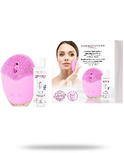 zdjęcie produktu DermoFuture Szczoteczka soniczna do oczyszczania i masażu twarzy z automatycznym spienianiem żelu różowa 1 sztuka