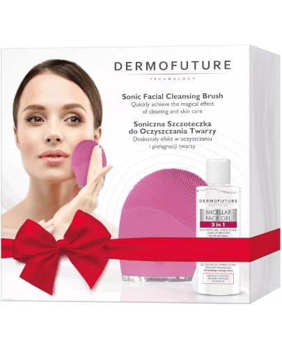 podgląd produktu DermoFuture szczoteczka soniczna do oczyszczania twarzy, kolor różowy 1 sztuka + żel micelarny do mycia 3w1 150 ml [ZESTAW]