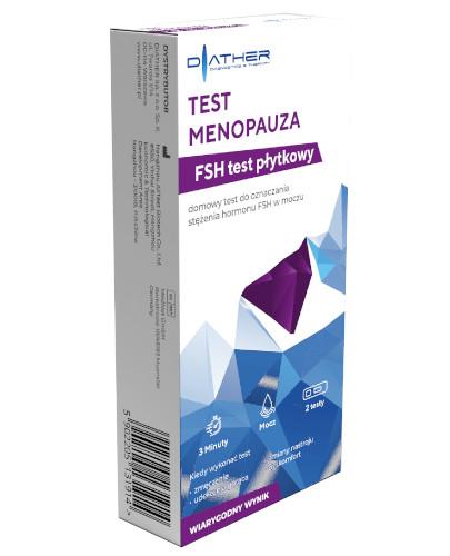 podgląd produktu Diather Test Menopauza domowy test płytkowy do oznaczenia stężenia hormonu FSH w moczu 2 testy