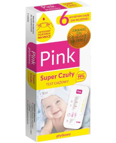 podgląd produktu Domowe Laboratorium Pink Super Czuły test ciążowy płytkowy 1 sztuka