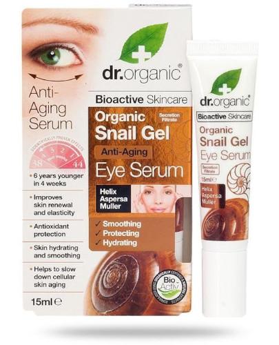 podgląd produktu Dr.Organic Snail Gel organiczne serum pod oczy ze śluzu ślimaka 15 ml