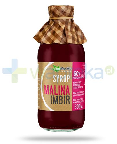 podgląd produktu EkaMedica Malina Imbir, syrop z owoców malin z imbirem 300 ml