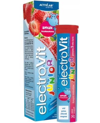 podgląd produktu ElectroVit Junior elektrolity o smaku truskawkowym dla dzieci 3+ 20 tabletek musujących