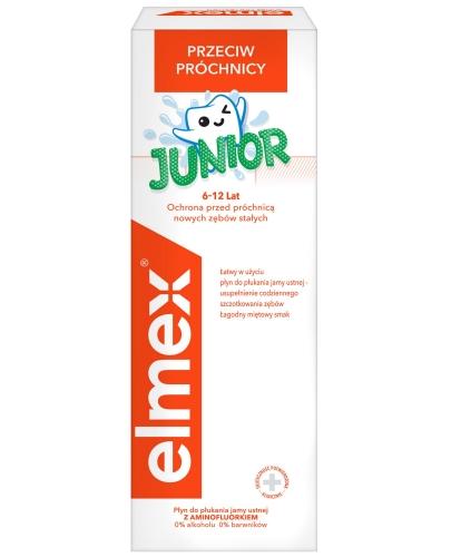 podgląd produktu Elmex Junior z aminofluorkiem dla dzieci 6-12 lat płyn do płukania jamy ustnej 400 ml