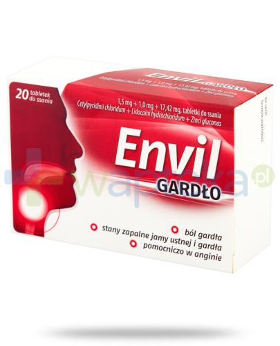 zdjęcie produktu Envil Gardło 1,5 mg + 1 mg + 17,42 mg tabletki do ssania 20 sztuk