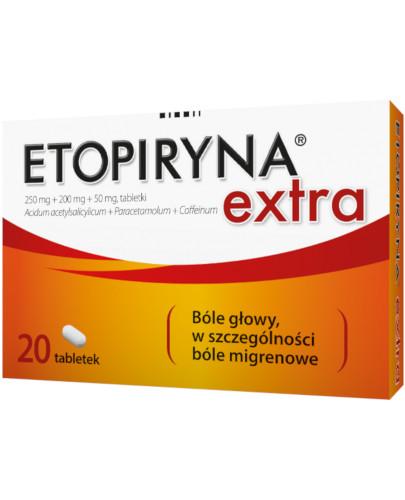 zdjęcie produktu Etopiryna Extra 250 mg + 200 mg + 50 mg 20 tabletek