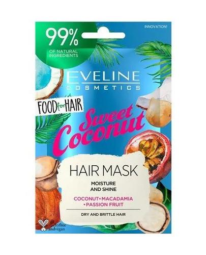 podgląd produktu Eveline Food For Hair Sweet Coconut maska do włosów nawilżenie i połysk 20 ml