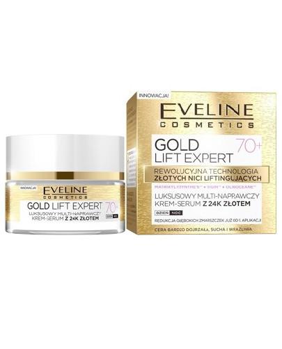 podgląd produktu Eveline Gold Lift Expert multi-naprawczy krem-serum z 24k złotem 70+ 50 ml