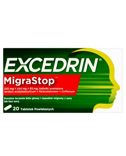podgląd produktu Excedrin Migra Stop 250 mg + 250 mg + 65 mg tabletki przeciwbólowe 20 sztuk