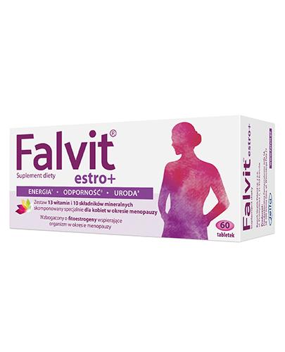 podgląd produktu Falvit Estro+ wzbogacony o wyciąg z szyszek chmielu 60 tabletek