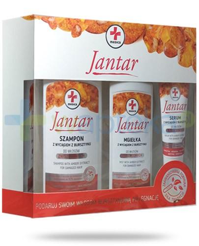 podgląd produktu Farmona Jantar Medica do włosów zniszczonych z wyciągiem z bursztynu szampon 330 ml + mgiełka 200 ml + serum 30 ml [ZESTAW]