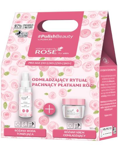 zdjęcie produktu Flos-lek Rose for skin różana woda tonizująca 95 ml + różany krem odmładzający na dzień 50 ml [ZESTAW]