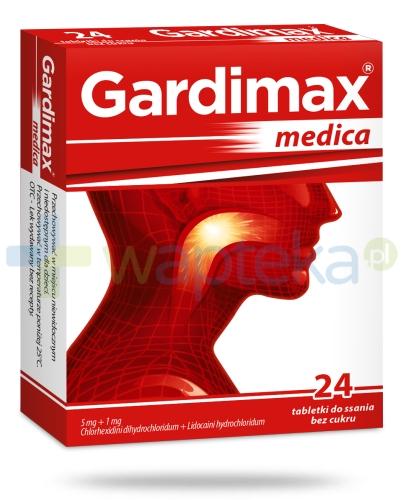 zdjęcie produktu Gardimax Medica 5 mg + 1 mg bez cukru 24 tabletki