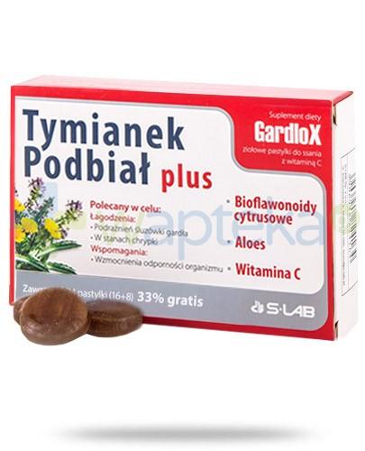 podgląd produktu Gardlox Tymianek i Podbiał Plus ziołowe pastylki z witaminą C 24 sztuk