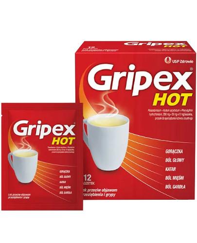 Gripex Hot 650 mg + 50 mg + 10 mg 12 saszetek - cena, opinie ᐈ Cena ...
