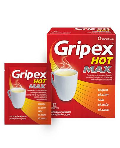 podgląd produktu Gripex Hot Max 1000 mg + 100 mg + 12,2 mg 12 saszetek