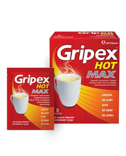 zdjęcie produktu Gripex Hot Max 1000 mg + 100 mg + 12,2 mg 8 saszetek