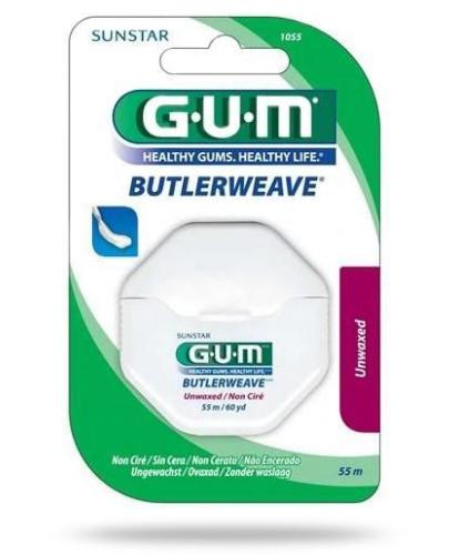 zdjęcie produktu GUM Butlerweave UnWaxed nić dentystyczna niewoskowana 55 m [1055]