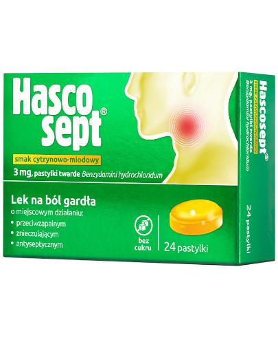 podgląd produktu Hascosept 3 mg o smaku cytrynowo-miodowym 24 pastylki do ssania