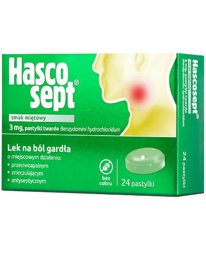 podgląd produktu Hascosept 3 mg o smaku miętowym 24 pastylki do ssania