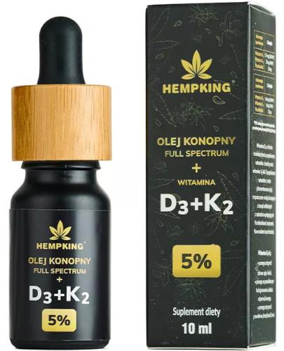 podgląd produktu HempKing Olej konopny 5% full spectrum + witamina D3 + K2 10 ml