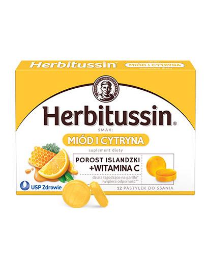 zdjęcie produktu Herbitussin Miód i Cytryna porost islandzki + witamina C 12 pastylek do ssania