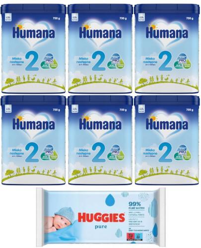 podgląd produktu Humana 2 mleko modyfikowane następne dla dzieci 6m+ 6 x 750 g [SZEŚCIOPAK]