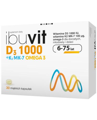 zdjęcie produktu IbuVit D3 + K2 MK-7 1000 Omega-3 witamina D3 dla dzieci 6+, młodzieży i dorosłych 30 kapsułek