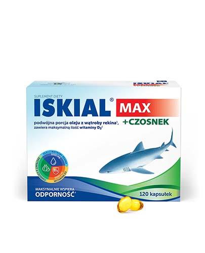 podgląd produktu Iskial Max + czosnek olej z wątroby rekina z witaminą D3 120 kapsułek
