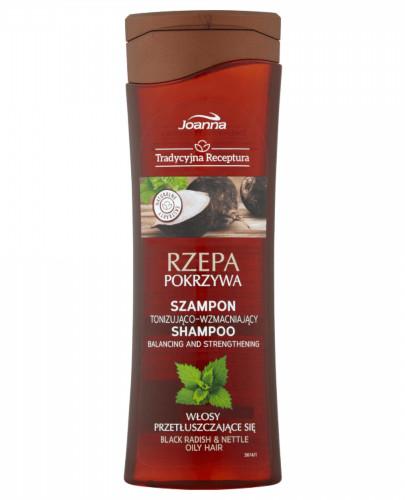 podgląd produktu Joanna Tradycyjna Receptura Rzepa pokrzywa szampon z odżywką tonizująco-wzmacniającą do włosów przetłuszczających się 300 ml