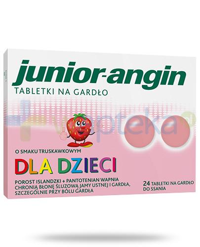 podgląd produktu Junior-angin tabletki na gardło dla dzieci o smaku truskawkowym 24 tabletki