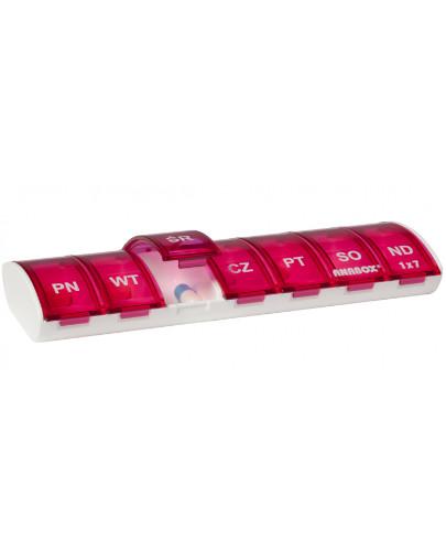podgląd produktu Kasetka na leki ANABOX 1 x 7 różowa 7 dniowa 1 sztuka