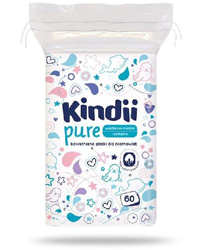 podgląd produktu Kindii Pure miękkie bawełniane płatki dla niemowląt 60 sztuk [Baby Sensitive, Cleanic Kindii]