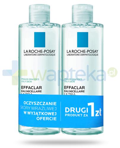podgląd produktu La Roche Posay Effaclar Ultra płyn micelarny do skóry tłustej 2x 400 ml [DWUPAK]