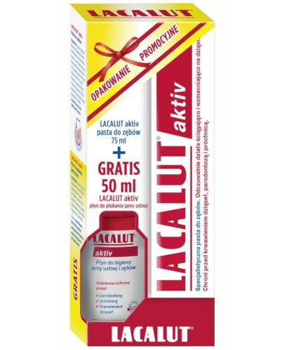zdjęcie produktu Lacalut Aktiv pasta do zębów 75 ml + płyn do płukania jamy ustnej 50 ml [ZESTAW]