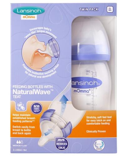 podgląd produktu Lansinoh butelka do karmienia dla niemowląt ze smoczkiem NaturalWave 2x 240 ml