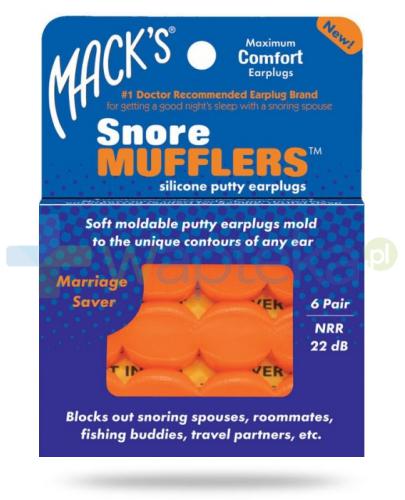 podgląd produktu Mack's Snore Mufflers silikonowe zatyczki do uszu 6 par