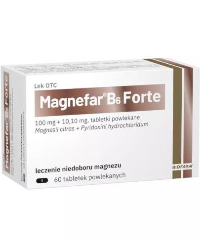 zdjęcie produktu Magnefar B6 Forte 100 mg + 10,10 mg 60 tabletek